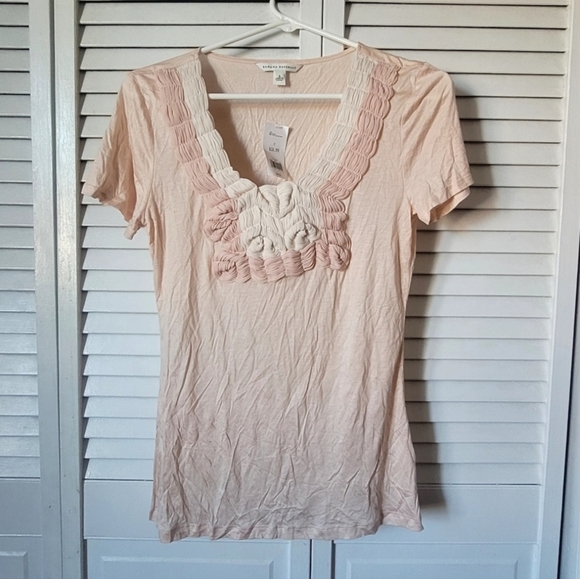 BANANA REPUBLIC Blush Textured Tee, Size S - Picture 2 of 4